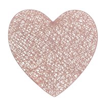 Love Placemat, Ongmies Love Heart Placemats Valentines Day Table Decorations for Wedding Night Anniversary Pvc Table Cup Mats 15 Inch, Rose Gold