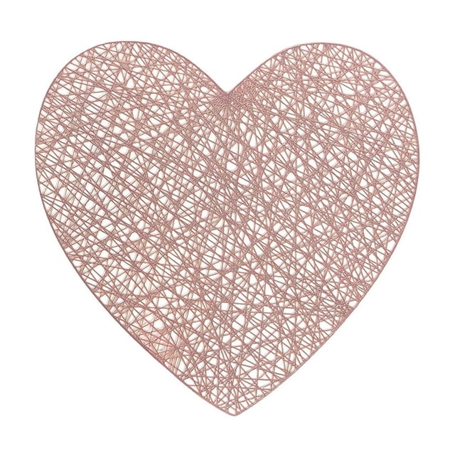WHEANG Love Heart Placemats Valentines Day Table Decorations For Wedding Night Anniversary PVC Table Cup Mats 15 Inch