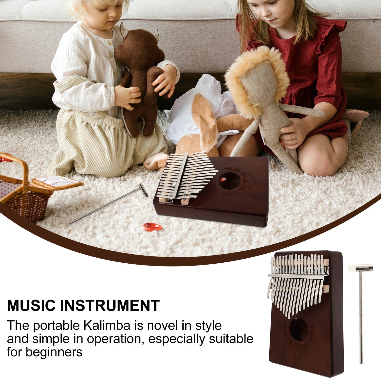 YOSADIER Portable Thumb Piano Small Music Instrument for Beginners and Music Lovers Coffee 17 Keys