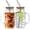 Clear, variant on Iced Coffee Cup, 16 oz Mason Jar Cups with Handle, Small Glass Coffee Mugs with Straws and Acacia , Drinking Glass Cups Set of 2, Smoothie, Overnight Oats Containers
