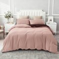 thumbnail image 5 of PURE ERA Duvet Cover Set King Size 100% Jersey Cotton Reversible Ultra Soft Stretchy Solid Pink Chocolate Brown (1 Duvet Cover 2 Pillow Shams), 5 of 9