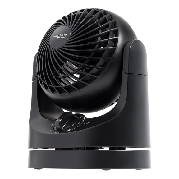 Compact Oscillating Desk Fan by WOOZOO, 3 Speed Quiet Motor, 32ft Max Airflow, Adjustable Tilt, Lightweight for Dorm Office Bedroom, Black