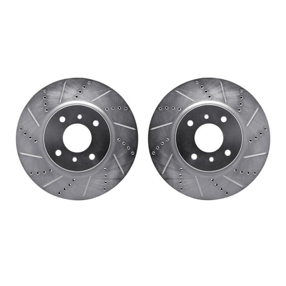 Dynamic Friction Company Front Brake Rotors-Drilled and Slotted-Silver 7002-67070