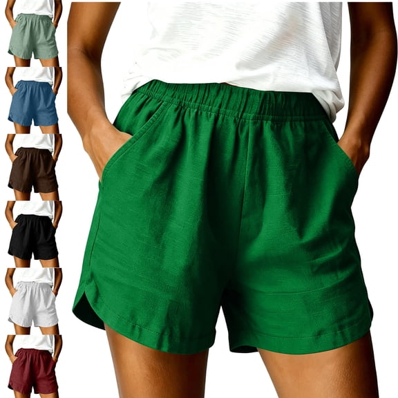 MLCDZ Athletic Shorts for Women High Waisted Comfy Pull On Elastic Waist Casual Loose Summer Sweat Short Pants with Pocket
