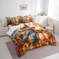 thumbnail image 3 of Manfei Western Farmhouse Screcrow 7-Piece Twin Bedding Sets,Orange Pumpkin Maples Bedding Comforter Set,Hello Fall Sheet Sets For Child,Ultra Soft Home Decor Reversible, 3 of 8
