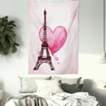 thumbnail image 3 of Eiffel Tower Tapestry, Eiffel Romantic Valentine Love Watercolor Theme Heart Leaf Silhouette Print, Wall Hanging for Bedroom Living Room Dorm Decor, 40W X 60L Inches, Fuchsia Brown, by Ambesonne, 3 of 5