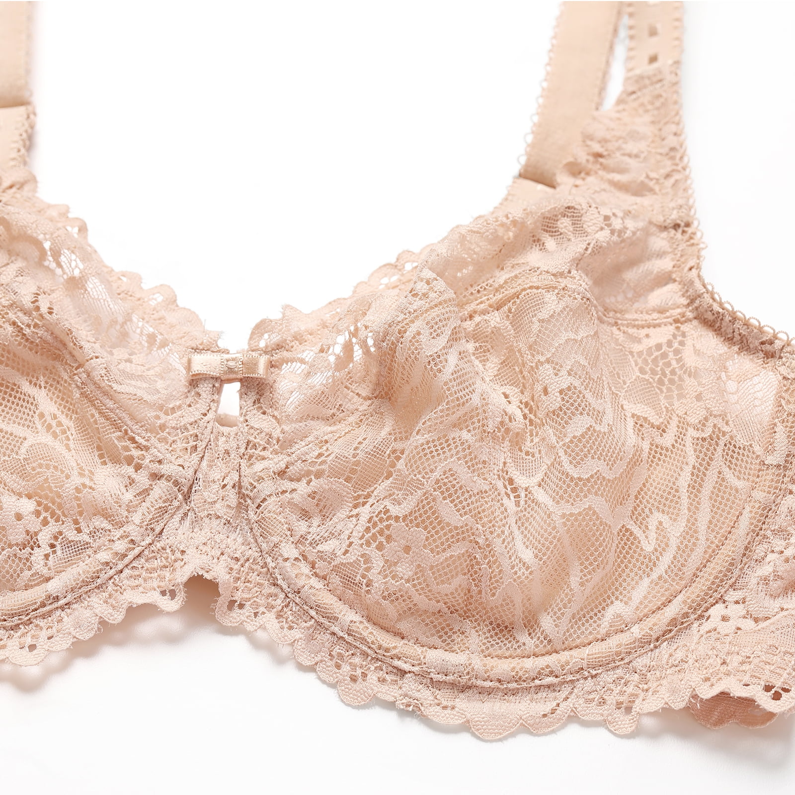 DELIMIRA Women's Plus Size Minimizer Bras Full Coverage Lace Unlined Underwire Bra B-K Cups