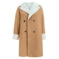 thumbnail image 5 of Women's Fleece Lined Trench Coat, Mid-Length Casual Windbreaker, Soft Plush Inner Layer Jacket, Elegant Outerwear, Comfortable Daily Wear Coat Khaki XXXXL, 5 of 5