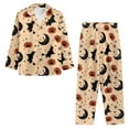 thumbnail image 3 of Renewold 2 Pieces Button Pajama Thermal Pumpkins Witch Top & Pants Set Lightweight Halloween Athletic Clothing Novel Women Long Sleeve Loungewear Sleepwear Size 4XL, 3 of 6
