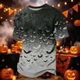 thumbnail image 2 of Halloween Corduroy Shirt for Men Spooky Bat Print Short Sleeve Graphic Tees Halloween Costumes Gray XL, 2 of 4