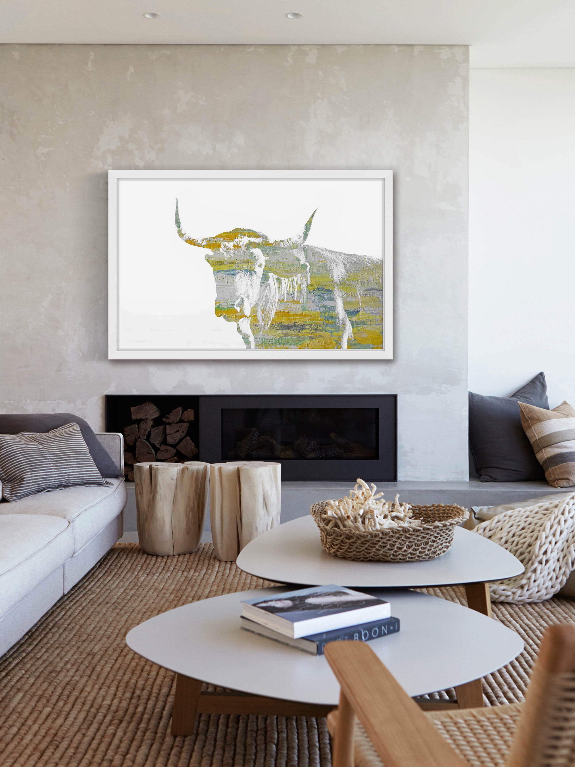 "Yellow Steer" Framed Painting Print