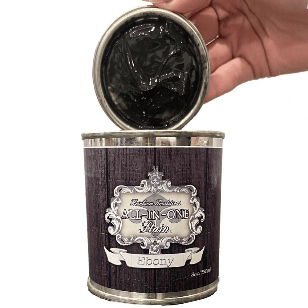 Heirloom Traditions ALL-IN-ONE Gel Stain, Ebony (warm black), 8oz Sample -  No Sanding or Sealer needed, Oil Based for Interior/Exterior use