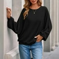 thumbnail image 2 of XPMWRP Long Sleeve Shirts for Womens Fashion Business Casual Crew Neck Pullover Sweaters Trendy Loose Ribbed Knit Tunic Blouse Black M, 2 of 9