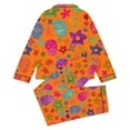thumbnail image 4 of Elegyee Girls' Halloween Pajama Sets Long Sleeve Notch Collar Shirt Pants Pjs, Orange, Size 11-12, 4 of 4