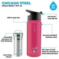 thumbnail image 7 of GROSCHE Chicago Stainless Steel Tea Infuser Flask | Beverage Bottle | Hot & Cold Drinks | Loose Leaf Tea Infuser | Travel Convenience Water Bottle | 16 fl oz, Pink, 7 of 7