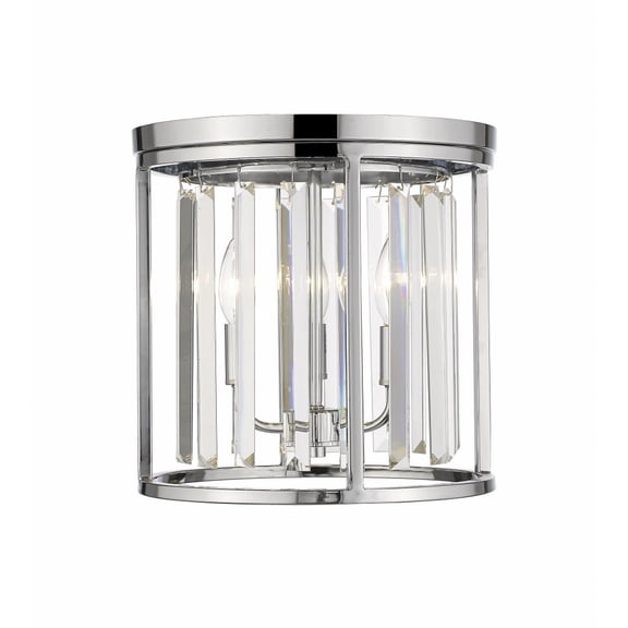 439F12-CH-Z-Lite-Monarch - 3 Light Flush Mount in Fusion Style - 12 Inches Wide by 12 Inches High