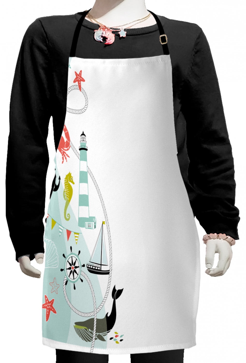 Nautical Kids Apron, Ornate Border Design with Maritime Elements ...