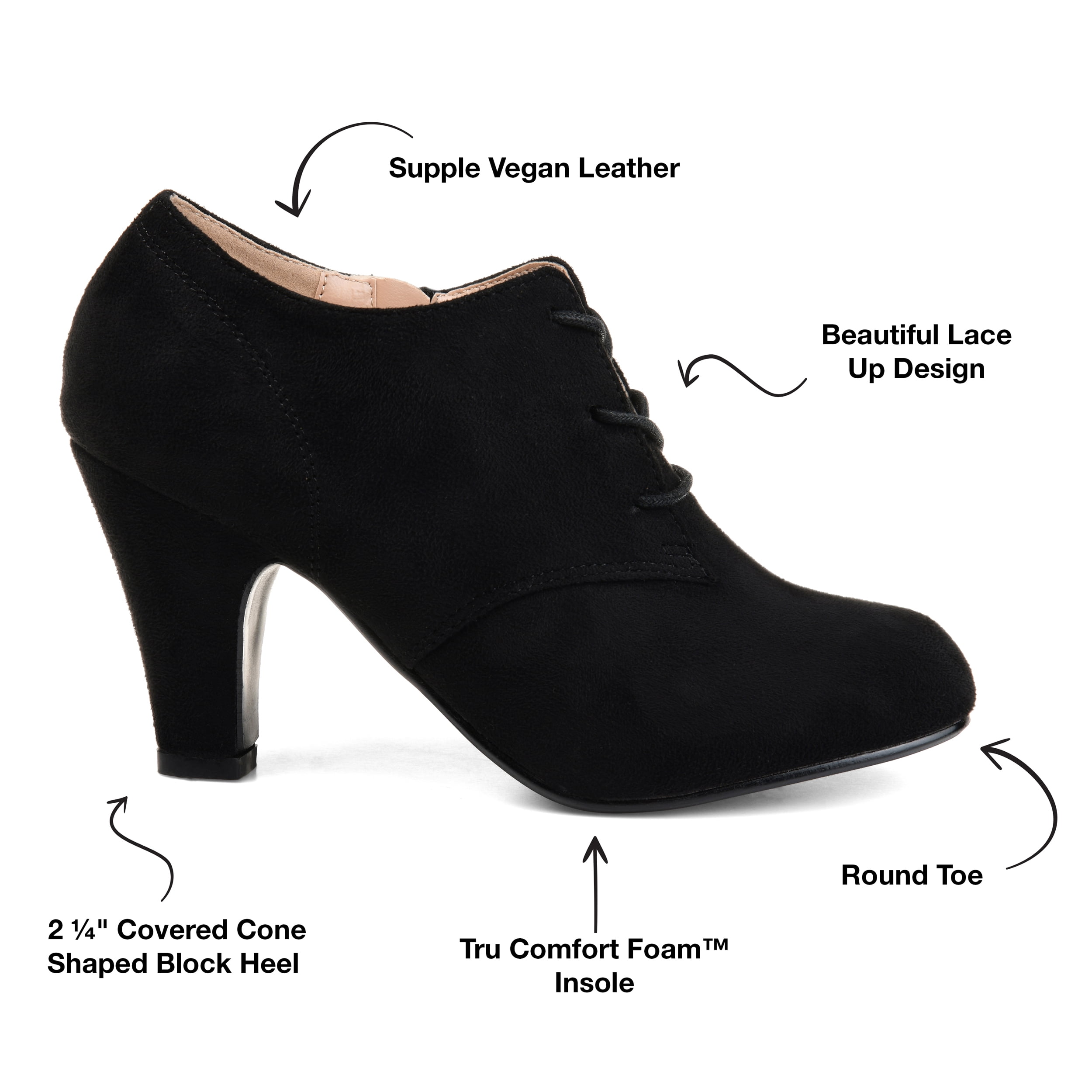 Journee Womens Leona Inside Zip Block Heel Booties, Widths Available