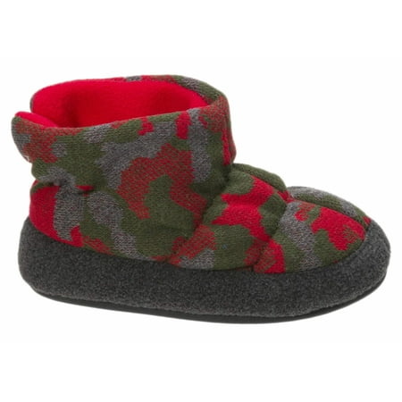 Dearfoams Boy's Camo and Fleece Bootie Slippers