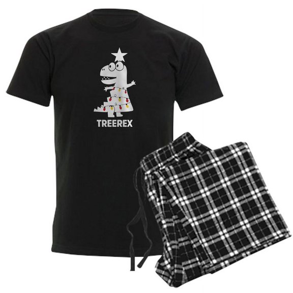 CafePress - T Rex Christmas Humor Pajamas - Men's Dark Pajamas