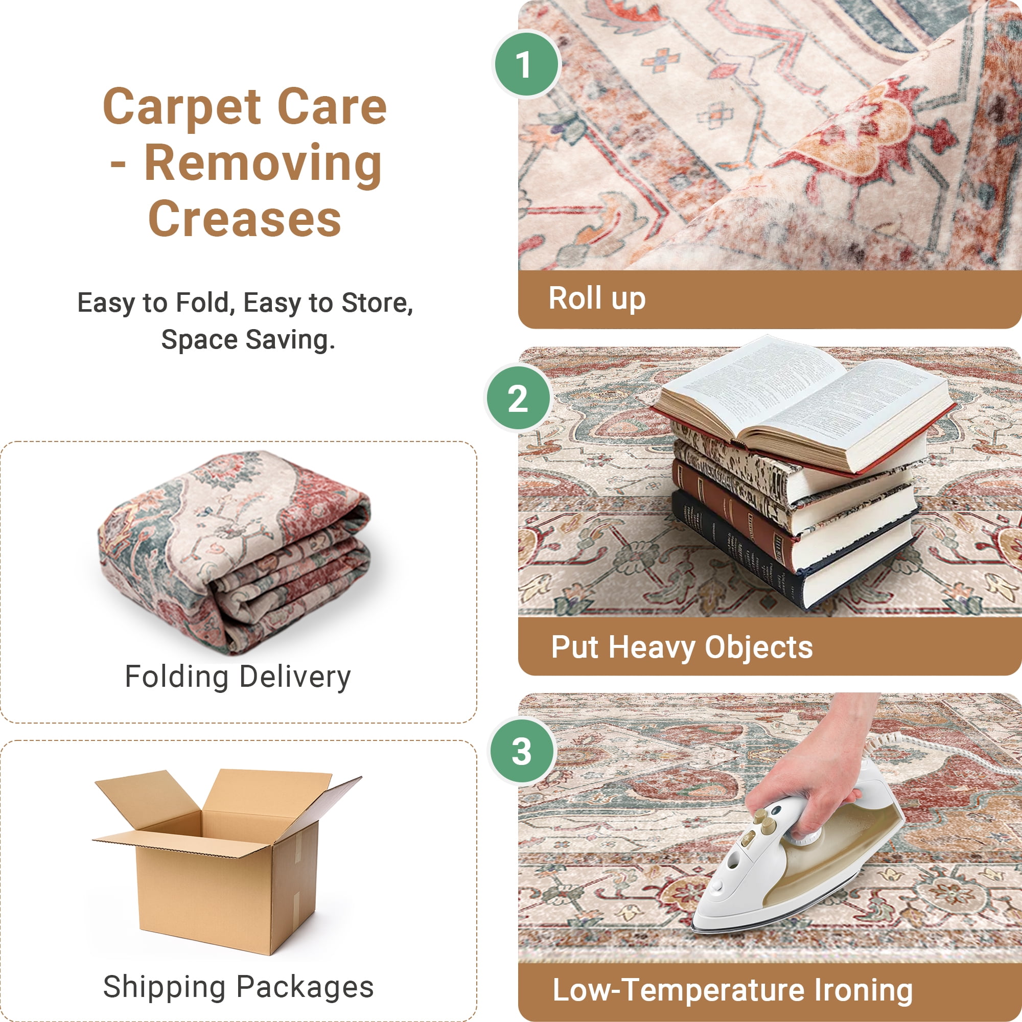 NewBuros 8'x10' Area Rugs for Living Room, Washable Non-Slip Vintage Tribal Print Rugs, Soft Low Pile Stain Resistant Carpet for Bedroom Dining Room, Brick Red