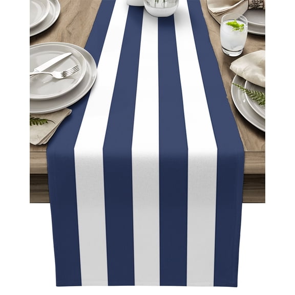 Table Runner Blue and White Stripe Table Decoration for Kitchen Dinning Simple Style Table Decoration for Indoor Outdoor Party Wedding Decor 13x72inch