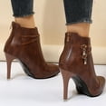 thumbnail image 5 of KIJBLAE Women's Ankle Boots Pointed Toe Stilettos Heel Faux Leather Buckle Ankle Booties Dress Shoes Coffee 35, 5 of 5