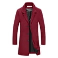 thumbnail image 5 of INSPIRE CHIC Men's Coats Solid Color Notched Collar Single Breasted Winter Long Coat XL Burgundy, 5 of 7