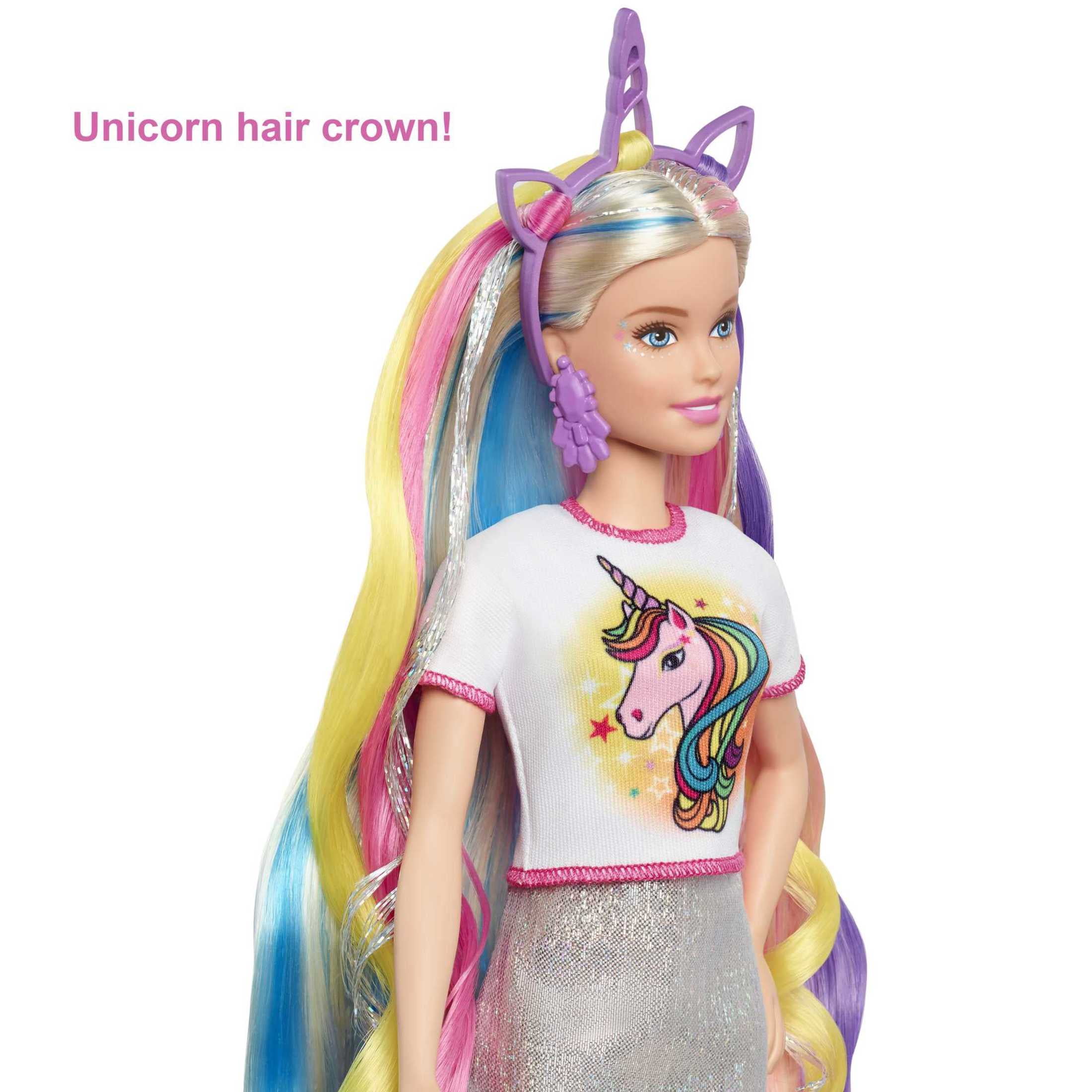 Barbie Fantasy Hair Fashion Doll with Colorful Blonde Hair, Accessories and Clothes