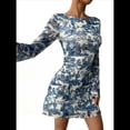 thumbnail image 1 of Minivestido de Larga con Hombros Descubiertos y Estampado Floral para Mujer Azul M, 1 of 8