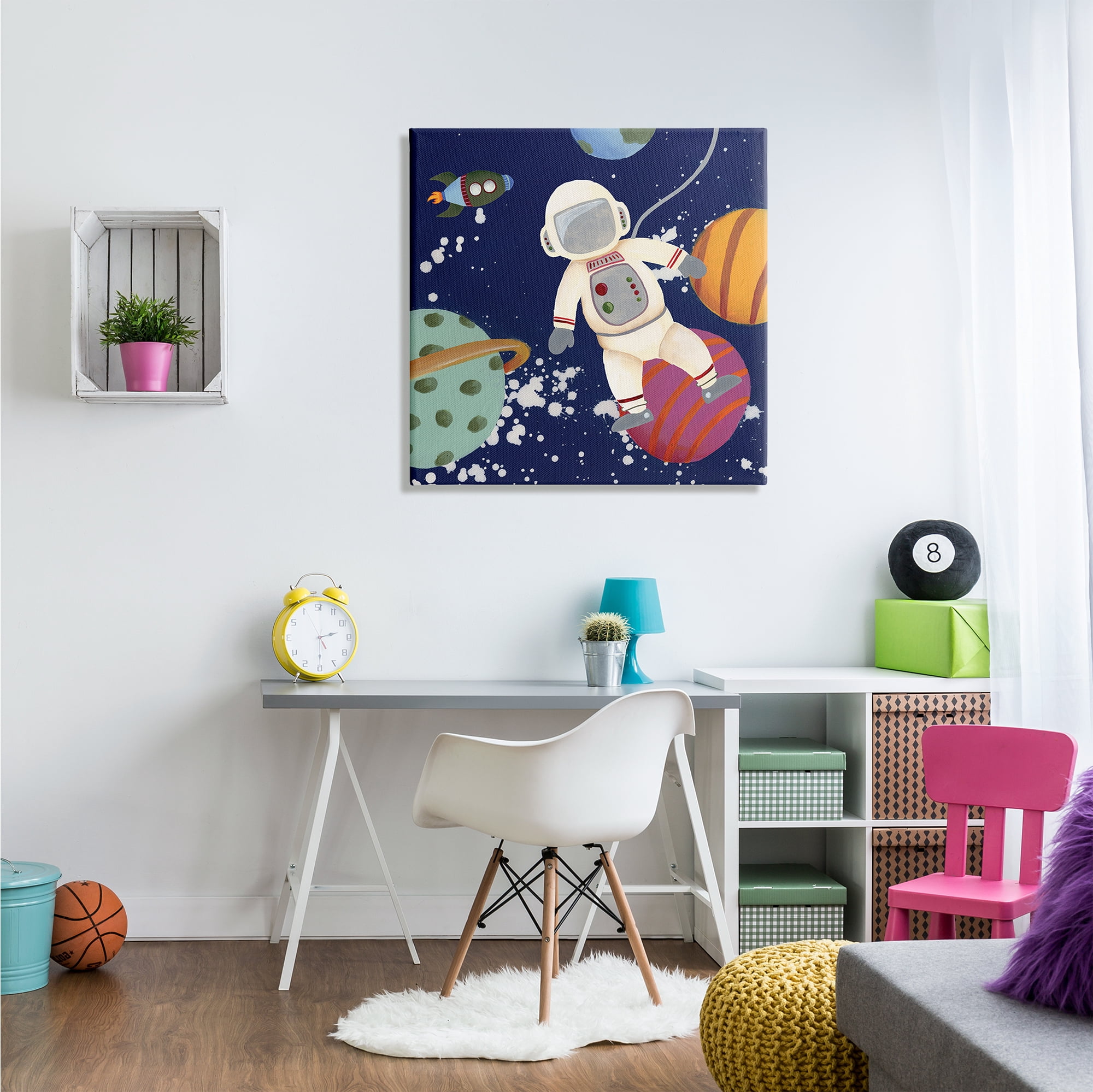 Stupell Industries Playful Astronaut Floating In Space Planets Rocketship, 30 x 30, Designed by Regina Moore