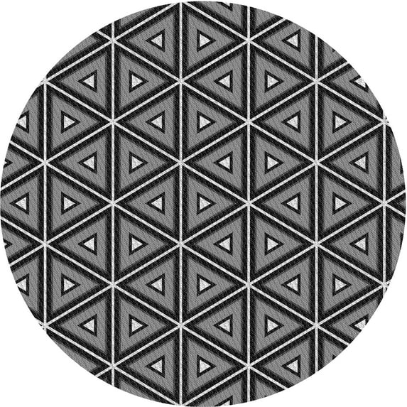 Ahgly Company Indoor Round Patterned Charcoal Black Area Rugs, 5' Round