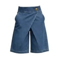 thumbnail image 5 of Women's Asymmetric Denim Shorts, Wrap Style Baggy Wide Leg Jorts, Distressed and Loose Fit Summer Casual Shorts for Streetwear and Going Out-Blue, 5 of 5