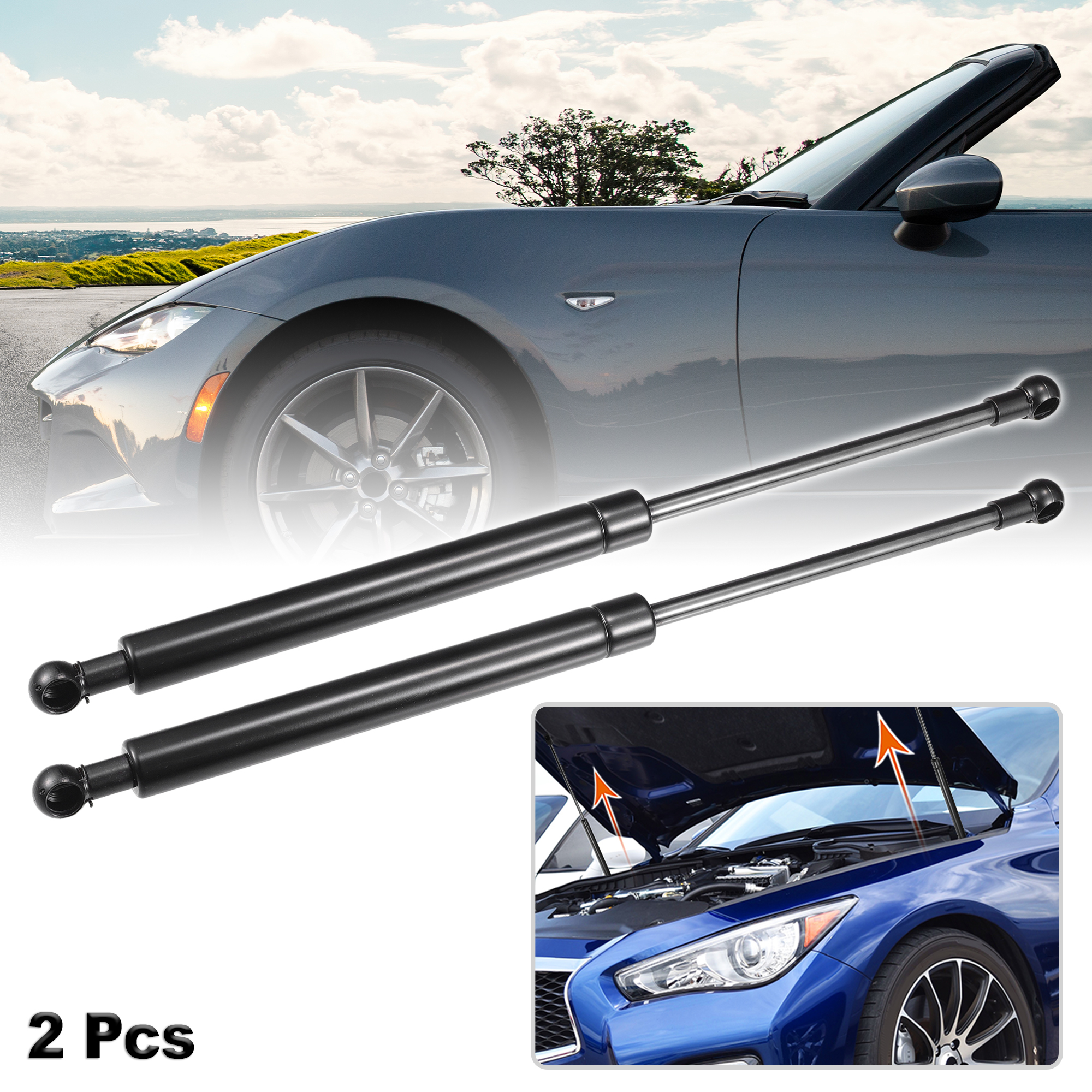 Unique Bargains 2Pcs Front Hood Lift Supports for Mazda MX-5 ND MX5 Miata 2015-2023