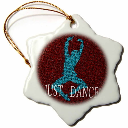 Star Christmas Dance 3dRose Just Dance- Dancer in Blue Stars over Red Starry Background - Snowflake Ornament, 3-inch ()