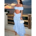 thumbnail image 2 of Women's 2-Piece Boho Outfit – Summer Off-Shoulder Crop Top  High-Waist Flowy Maxi Skirt Set for Beach  Vacation, 2 of 5