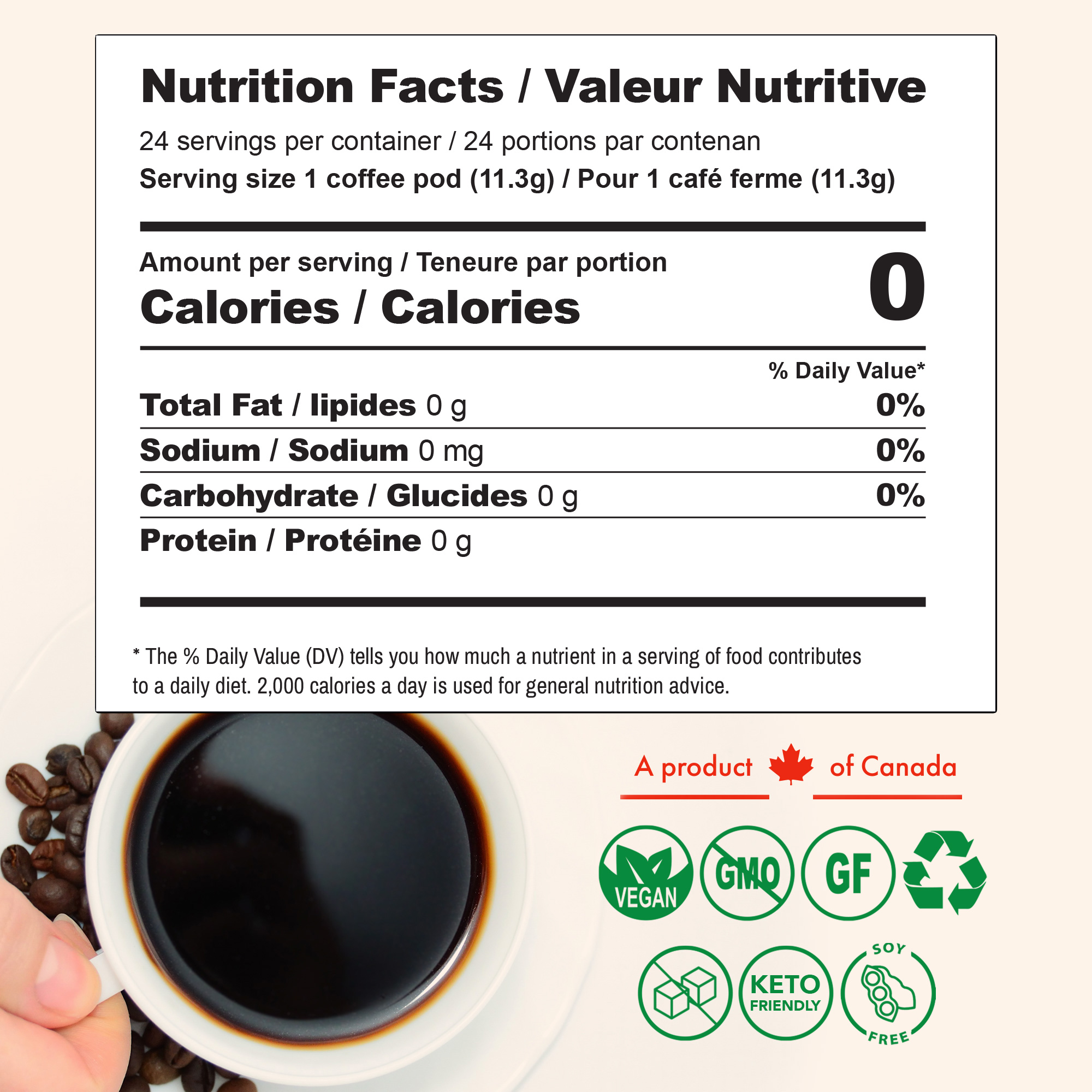 SOLLO Slim Decafenated Coffee Pods, Diet Support with Garcinia, GCBE and Vitamins, Bold Medium Dark Roast, Single Serve Pod, Compatible with Keurig K-Cup Brewers, 24 Ct