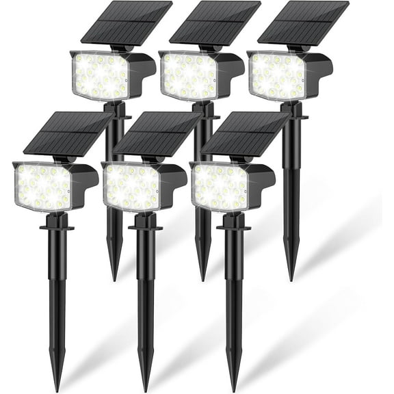 Solar Spot Lights Outdoor Waterproof Adjustable Solar Powered Landscape Lights for Yard 3 Long Time Lighting Modes Spotlights for Pathway Garden Outside Wall Pool Porch- 6 Pack, Cool White