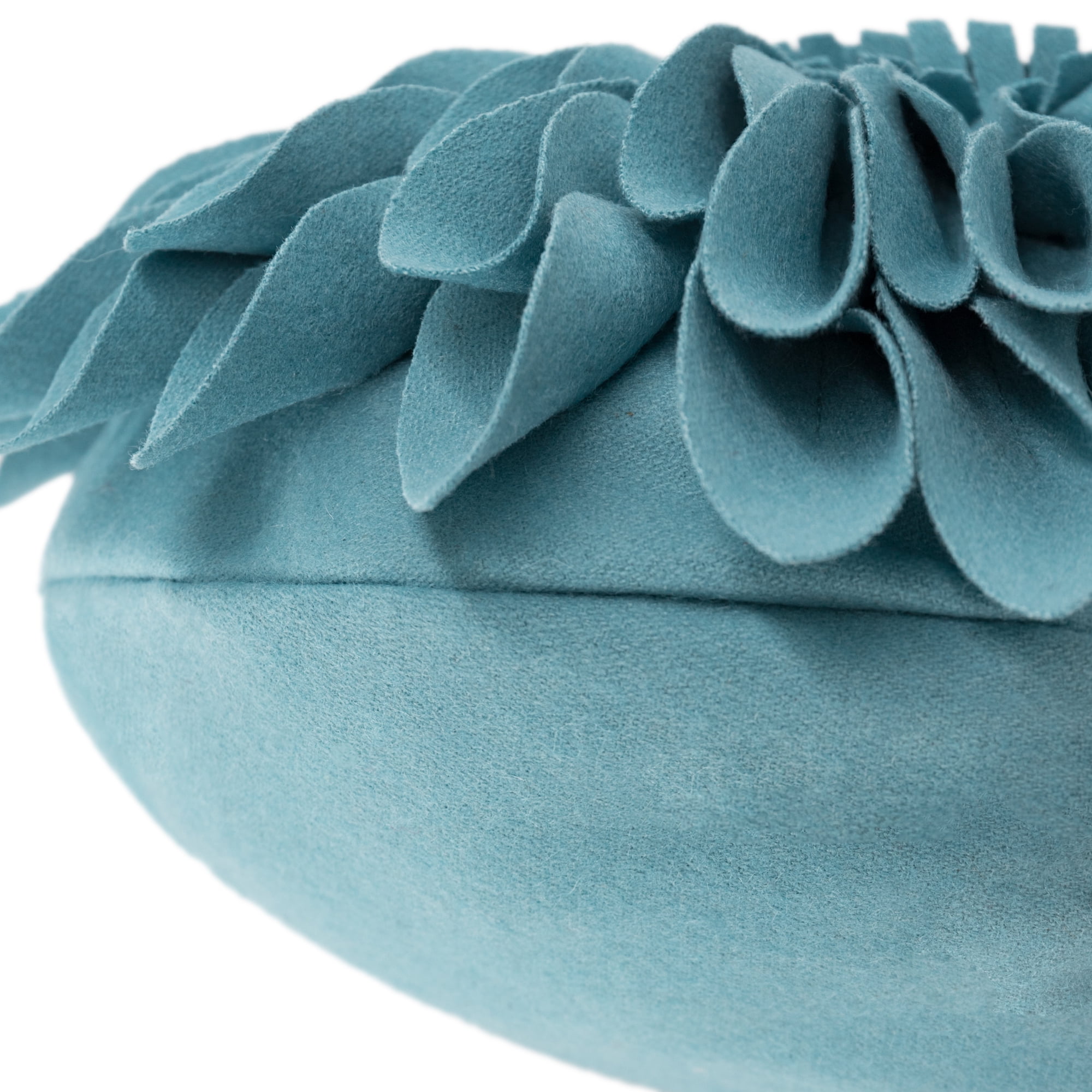 JWH 3D Handmade Round Decorative Wool Flower Pillow for Bedroom Couch Bed Decor 14inch Aqua
