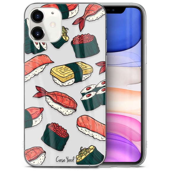 Case Yard iPhone-11 Case Clear Soft & Flexible TPU Ultra Low Profile Slim Fit Thin Shockproof Transparent Bumper Protective Cover Drop Protective Cell Phone Cases (Sushi)