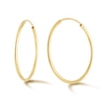 thumbnail image 6 of 14K Yellow Gold Women's Endless Tube Hoop Earrings - 1mm-1.5mm Thick - 8mm-60mm Diameters, Singles and Pairs, 6 of 7