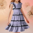 thumbnail image 6 of FamilyThread Girls Summer Stripe Dresses with Ruffle Short Sleeve Casual A-Line Swing Twirly School Sundress For 5-14Y, 6 of 8