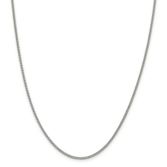 Sterling Silver 2mm Curb Chain (Weight: 8.12 Grams, Length: 28 Inches)