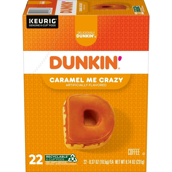 Dunkin’ Caramel Me Crazy Coffee, Keurig K-Cup Pods, 22 Count Box