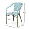 thumbnail image 3 of Baton Aluminum and Wicker Outdoor French Bistro Chairs, Set of 4, Light Teal, White, and Wood Print, 3 of 8