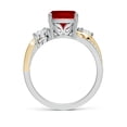thumbnail image 2 of ANGARA Cushion Lab Grown 2.6 Ct Ruby Twisted Vine Engagement Ring for Women in 14K White & Yellow Gold (Size-8mm) | July Birthstone, Anniversary, Jewelry Gift for Women | Lab-Grown Ruby Ring, 2 of 8