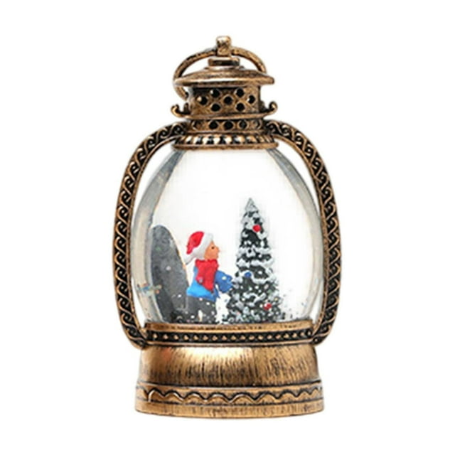 Leodye 1pcs Lighted Christmas Decor Include Clear LED Lights Hanging Lantern Christmas Tree Battery Pendant Novel Props Light for Xmas Party Home Decor -4.92x3.14x2.57IN