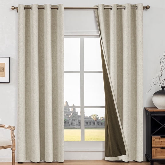 JIATER Blackout Curtains,42 x 63 inch Blackout Curtains Set of 2 Panels,Thermal Insulated Curtains for Bedroom Living Room,Grommet Window Drapes Curatins,Beige