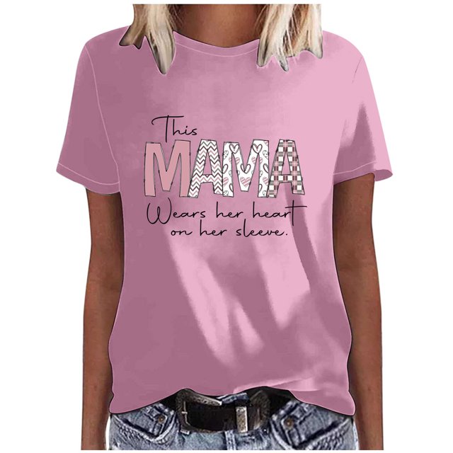 EQWLJWE Hauts d'Été pour Femmes Hauts pour Femmes en Liquidation Mode Féminine Manches Courtes Col Rond Hauts Amples Blouse Manches Bouffantes Imprimée
