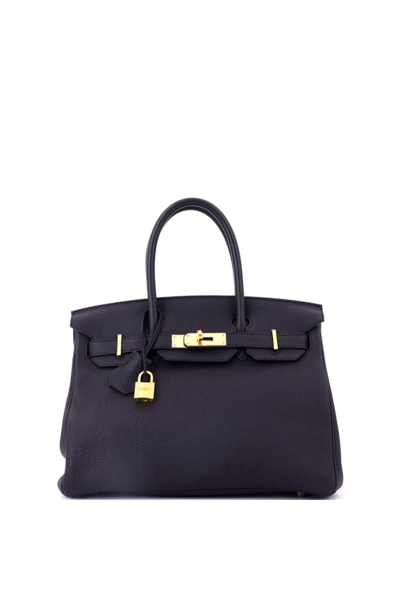Pre-Owned Birkin Handbag Noir Togo with Rose Gold Hardware 30 By Rebag